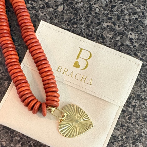 Jewelry - Red Beaded Necklace with Gold Heart Pendant